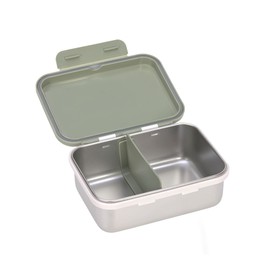 LÄSSIG Children’s Lunch Box, Stainless Steel Breakfast Box, Sustainable, for Nursery, School, Happy Prints Light Olive