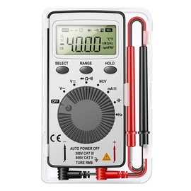 Digital Multimeter, Voltage Tester, Current Meter CAT II 600 V Voltmeter Continuity Tester for AC/DC Voltage, DC Current, Continuity Resistance Capacity, Frequency, with Foldable Stand Test Leads