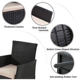 FDW Outdoor Patio Furniture Sets 4 Pieces Patio Set Rattan Chair Wicker Sofa Conversation Set Patio Chair for Backyard Lawn Porch Poolside Balcony Garden Furniture Sets with Coffee Table