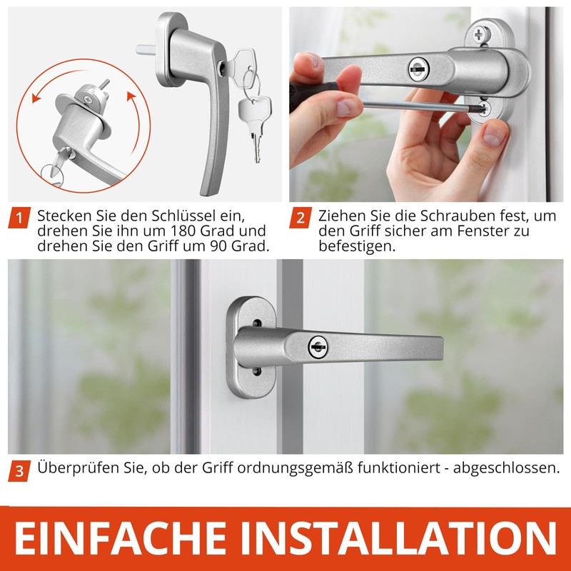 GETLITOOL Lockable Window Handles, Pack of 2 Aluminium Window Lock