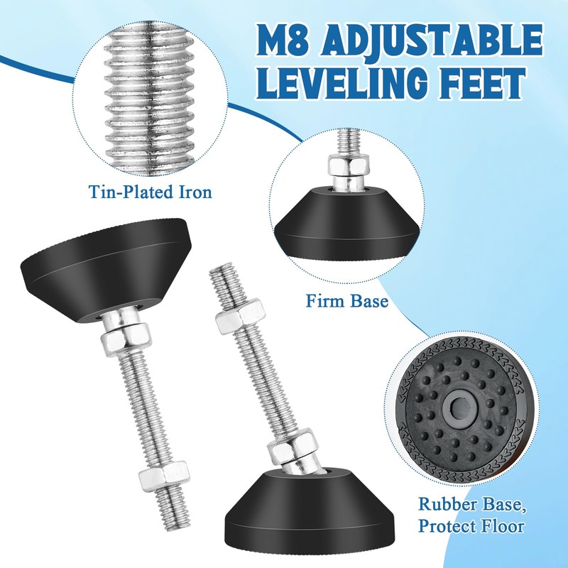 Supkiir 12PCS M8 Adjustable Leveling Feet, Heavy Duty Anti-Slip Furniture