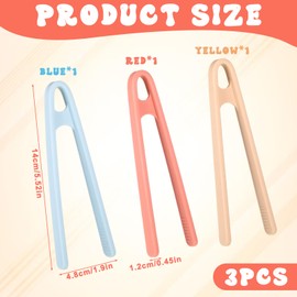 LXUEJIE 3 Pcs Silicone Mini Tongs, 5.5 Inch 3 Colors Small Silicone Tongs for Cooking Small Toddler Tong for Appetizers Popcorn Candy Ice Cube Fruits Sugar Salad Serving Kitchen Accessories