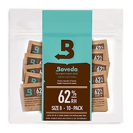 Boveda Boveda 62% RH Size 8-10 Pack Two-Way Humidity Control Packs - For Storing 1 oz - Moisture Absorber for Small Storage Containers - Humidifier Packs - Hydration Packets w/Resealable Bag