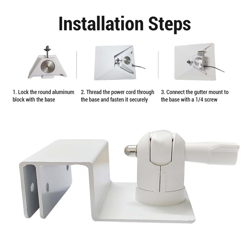 Mini Gutter Mount, Mounting Kit with Adapter, Adjustable Gutter Mount