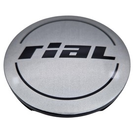 1 x Rial Hub Cap 64 mm Sterling Silver (N32) Logo Black – Original Wheel Centre Cap/Hub Cap