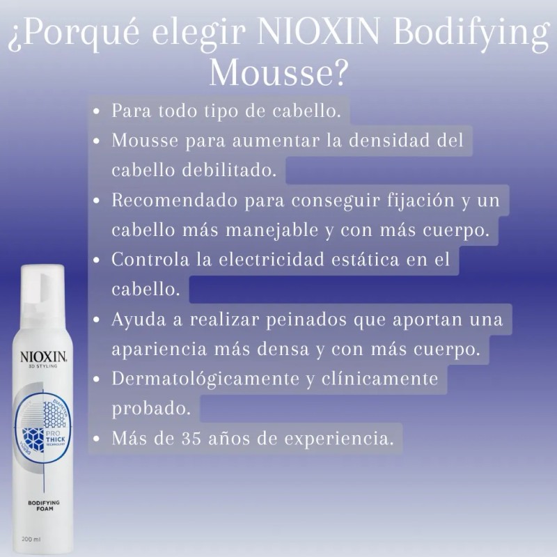 Nioxin Styling Espuma Para Cabello Fijación Flexible 200 Ml