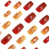 Fall Press on Nails Medium Square Fake Nails Maple Leaves