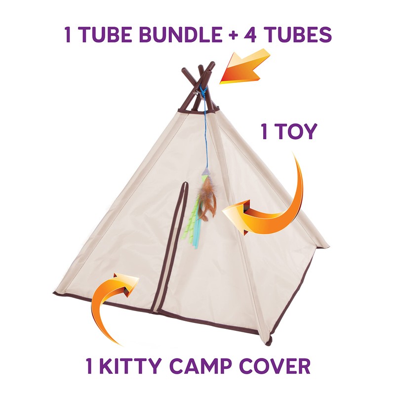 SmartyKat Kitty Camp Crinkle Cat Tent Hideaway with Feather Toy
