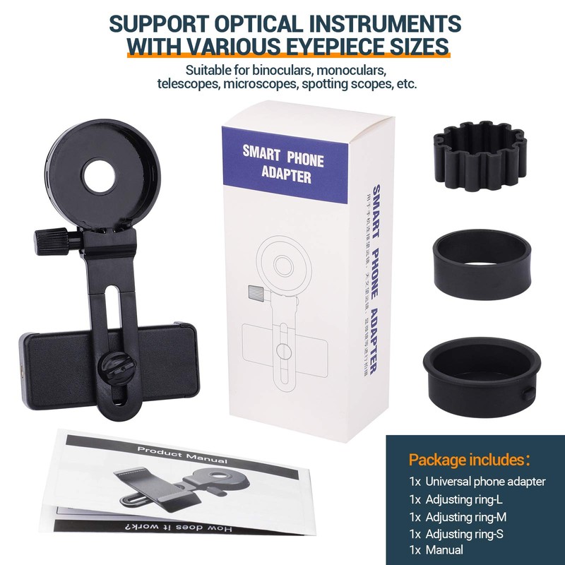 LAKWAR Telescope Phone Adapter, Universal Cell Phone Mount Compatible Binoculars,