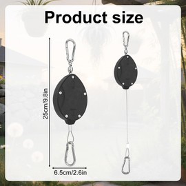 Tinoaly 2 Pcs Heavy Duty Retractable Hangers with Adjustable Pulleys, Stainless Steel Rope Pulley Plant Hanger wtih Carabiner Clips for Indoor Outdoor Hanging Plants Bird Feeders & Pots