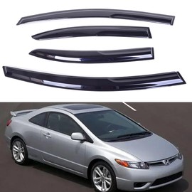 Bocarmo Rain Guards Side Window Visor Vent Outside Mount, 4PCS Fits 2006-2011 for Honda Civic 4-Door Sedan