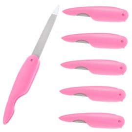 Beavorty 6pcs Mini Portable Nail Files Dual-Sided Nail Buffers for Manicure Easy to Carry for Polishing and Shaping Pink