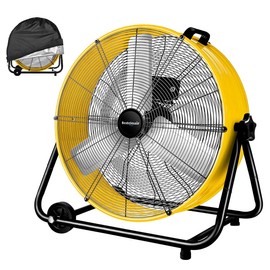 Bestronair 24 Inch High Velocity Heavy Duty Industrial Fan with 3-Speed Adjustment Up to 8100 CFM, Large Fan Floor For Factory Storehouse Workshop Garage Gym Patio with Fan Cover. Yellow