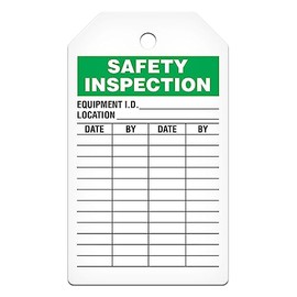 INCOM Manufacturing Inspection Tags, Safety Inspection, Heavy-Duty DuraPly™ Stock, Waterproof and Tear-Resistant, Green/Black On White, 5.75 Inch X 3.375 Inch X 10 Mil Thickness, 25 Pack, TG8004PT