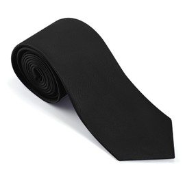 JUNMEISI Black Tie Set in Gift Box Mens Solid Color 3.15" (8CM) Black Necktie and White Pocket Square Set