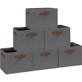 GhvyenntteS Large Fabric Storage Bins 6 Pack, 15x11x9.6 Inch Storage Baskets for Shelves, Foldable Closet Storage Bins for Shelves, Closet Organizers and Storage Boxes, Gray