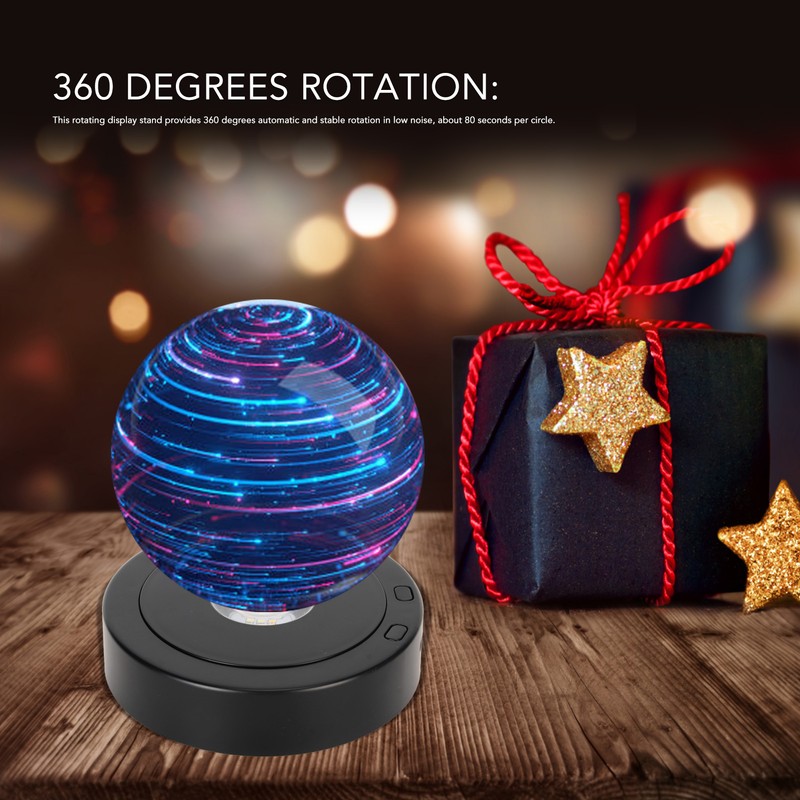 LED Rotating Display Base Black 360 Degrees 80s Circle Battery