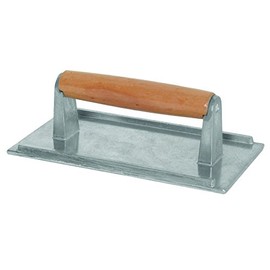 Thunder Group SLKSW008 Steak Weight, 4-1/4" x 8-1/4", Wood Handle, Heat Resistant Ribbed Bottom, Aluminum, Smooth