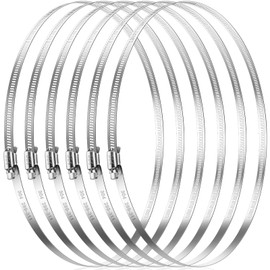 Caianwin 6 Pcs Hose Clips Large Size 289-311mm Adjustable 304 Stainless Steel Hose Clamp for Automotive,Mechanical,Agriculture