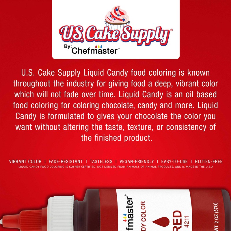 U.S. Cake Supply Large 2-ounce Bottles of each Liquid Candy