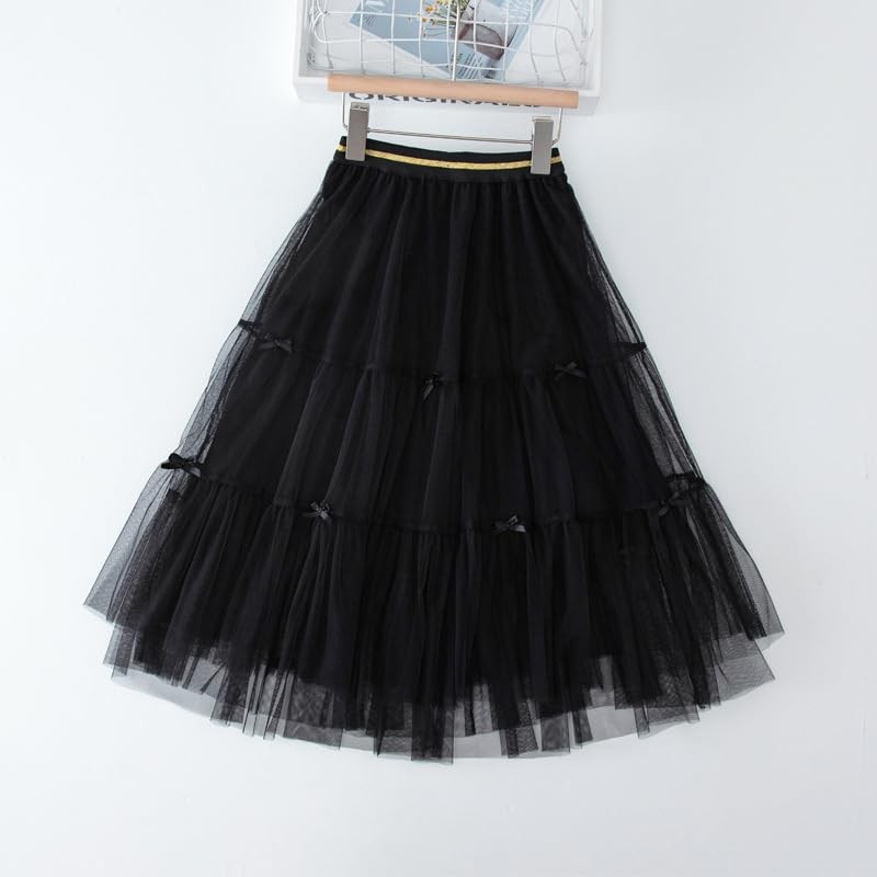Kids Girl Pleated Elastic High Waist Tulle Skirt A-Line Boho