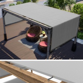 ColourTree 10' x 10' Grey Pergola Sun Shade Canopy Replacement Cover UPF50, Commercial Grade 260 GSM Cloth for Outdoor Patio, Garden, Backyard (We Make Custom Size)