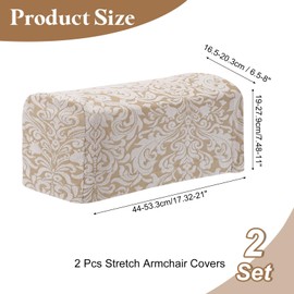 sourcing map 2Pcs Stretch Armrest Covers, Polyester Jacquard Soft Couch Arm Slipcovers Anti-Slip Furniture Protector for Chairs Couch Sofa Recliner, Apricot