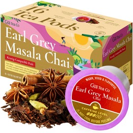 Gya Tea Co Earl Grey Masala Chai Black Tea K Cups for Keurig - Caffeinated Smooth Tea K Cups for Keurig - Kickstart Day with Tea Pods for Keurig - Green Tea K Cup Keurig Tea Pods 2.0 & 1.0 Fruity Tea