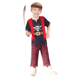 MNPET Kids Pirate Costume Boys Pirate Costume Set with Accessories for Dress-Up Role Play Party 3-10 Years