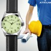Atrium Mens Watch Super Clear Silver Luminous Hands Luminous Leaf