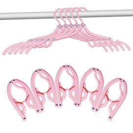 10 Pcs Travel Hangers Foldable Portable Plastic Hangers Folding Clothes Hangers Space Saving Clothes Hangers for Cruise Ship Business Trip Travel (beige)