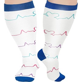Cheeroyal Pack of 1 Plus Size Compression Socks for Men and Women, 20-30 mmhg, Extra Size Wide Calf and Knee Socks to Support the Cycle, YS001-46