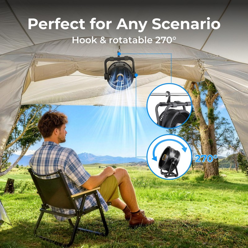 BougeRV Portable Fan Rechargeable, 20000mAh Battery Powered Fans with 4