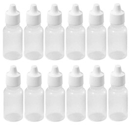 VASANA 12PCS 30ML/1oz Empty Eye Dropper Bottles Plastic Squeezable Refillable Portable Eye Liquid Container with Screw Cap Travel Small Mouth Bottle