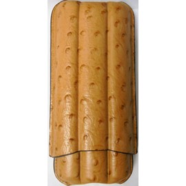 HBB 1 Eclipse Brand S Series Light Brown Ostrich Print Luxury Leatherette Cigar Case. S3351-3O