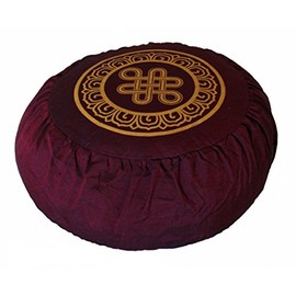 Boon Decor Meditation Cushion Zafu Pillow Sacred Symbol Eternal Knot Burgundy