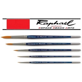 Raphael Paintbrush Series 8204 Kaerell Watercolour Brushes Set of 5 Synthetic No, 2/0, 0, 2, 6, 12 (Raphael France)