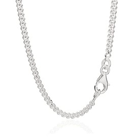 NKlaus 925 Sterling Silver Curb Chain Byzantine Chain 2.40 mm Wide, Sterling Silver