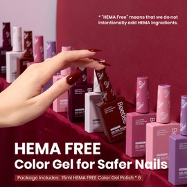 Beetles Gel Nail Polish Set, 6 Colors Hema-Free Emotional Symphony Nude Pink Purple Brown Polish Kit 15ML Full Size Soak off Uv Led Lamp Nail Art Salon Colorful Bottle Manicure Gift for Women