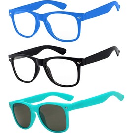 3 Pairs Kids Sunglasses Clear Lens Blue Black Smoke Lens Turquoise