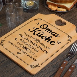 SECOGM Geschenk für Oma, Bambus Schneidebrett, Oma Geburtstagsgeschenk, Beste Oma Geschenke, Geschenk für Oma von Enkel, Geburtstagsgeschenk für Oma (31 * 22CM)