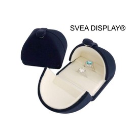 Svea Display Blue Velvet Jewelry Box for Double Ring Gift Packaging Premium Grade for Wedding Band Engagement Ring (Jewelry is not included)