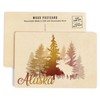 Alaska, Vector Moose and Trees (4x6 Birch Wood Postcards, 2-Pack