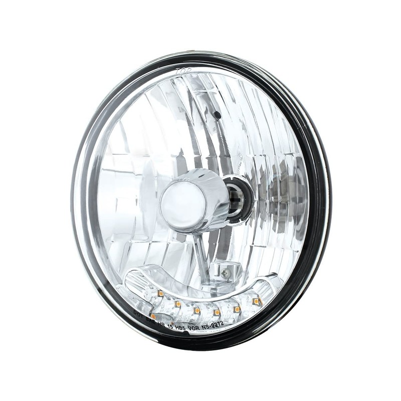 United Pacific 7" Crystal Headlight with 6 Amber Auxiliary LED,