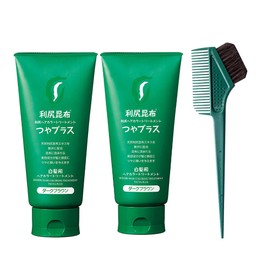 Rishiri Hair Color Treatment, Gloss Plus (Dark Brown), 2 Pieces + Horsehair Brush & Comb for Color Care