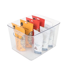 Smart Design Large Clear Storage Bin with Handles - 12.2" x 10.3"
