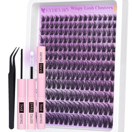EYDEVRO Wispy Cluster Lashes Kit Natural Eyelashes Individual Kit 192 Pcs 8-16mm Lash Extension kit CD Curl Eyelash Extension Kit Lashes Individual Cluster Kit