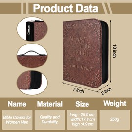 IBEQUEM Bible Cover, Bible Covers Case For Women Men, Bible Case Bag, Book Carrying Case, Faux Leather Book Protector Case Fits Book 9 x 6x 1.5 Inches, Christian Bible Accessories Gift, Father's Day