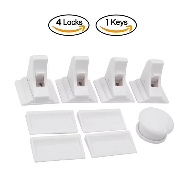 Magnetic Child Safety Cabinet Locks with Adhesive Drawer Latches