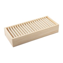 Klmnop Wooden Name Badge & Card Holder, ID Badge Organizer Name Tag Holders with Removable Dividers, Wood Card Display Tray for Office, School, and Busines(Natural)